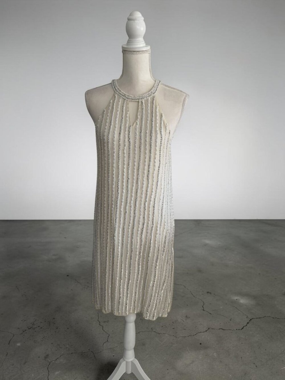 PARKER Black Label Beaded Cream White Cocktail Dress Size 8